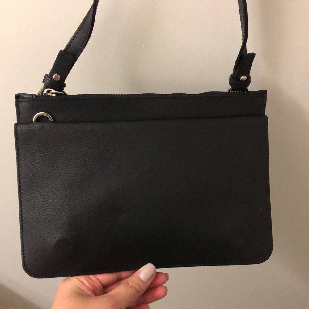 Black Crossbody, Metallic Interior Pockets